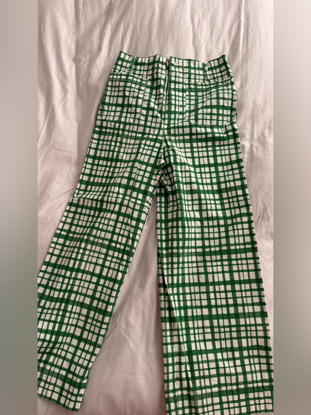 Green & White Plaid Wide-Leg Pants - Picture 5 of 6